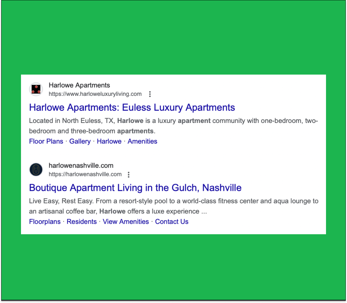 apartment websites with dedicated brand domain names around harlowe;